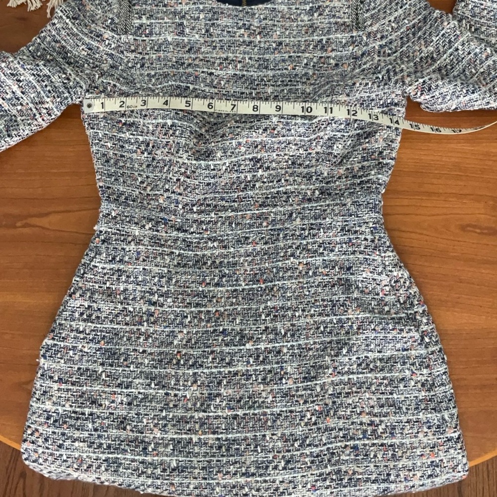 J. Crew 3/4 Sleeve Tweed Dress - Blue and White - Picture 12 of 14